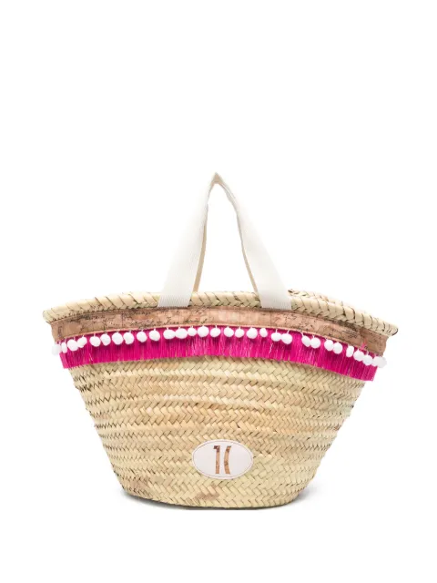 ALVIERO MARTINI 1° CLASSE fringe pom-pom tote bag