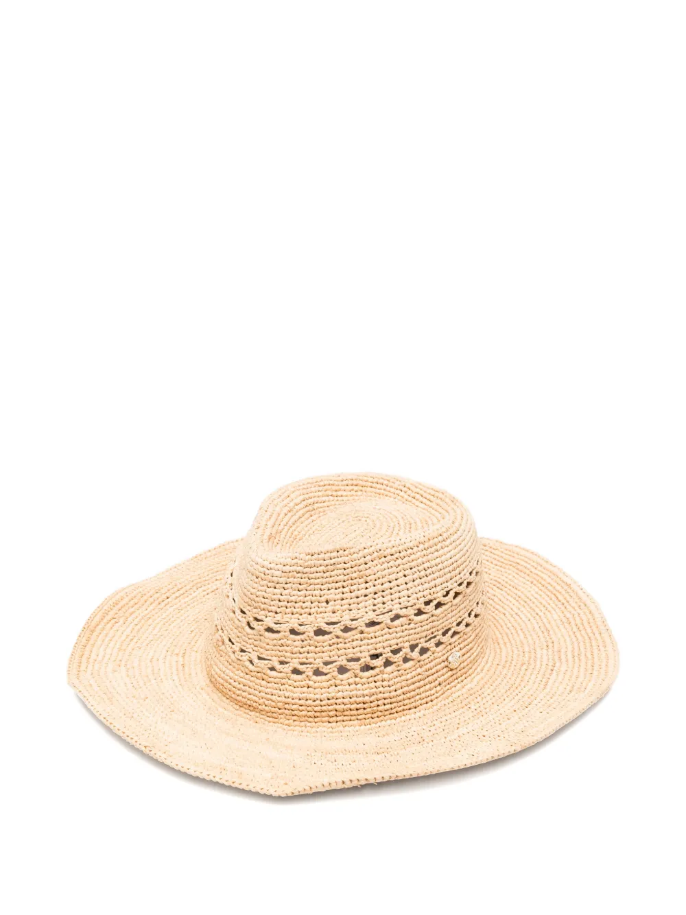 Helen Kaminski crochet-knit wide-brim hat - Toni neutri
