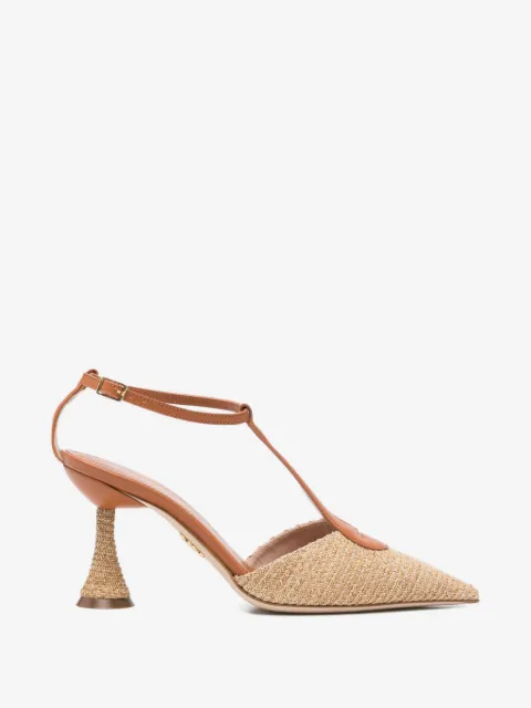 Rodo straw-panelled T-bar pumps