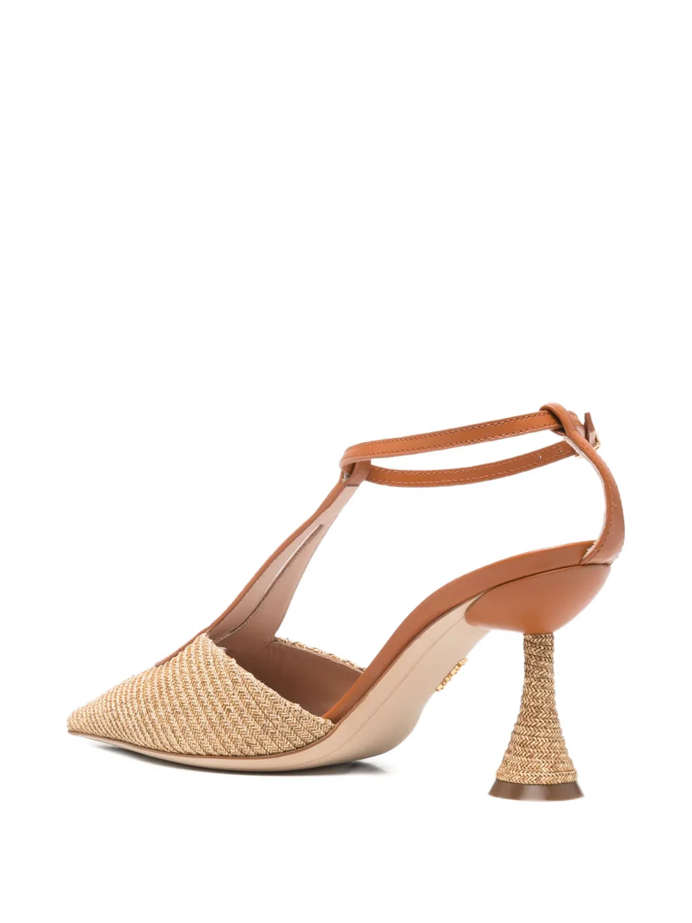 Rodo Pumps met rieten vlakken en T-bar Bruin
