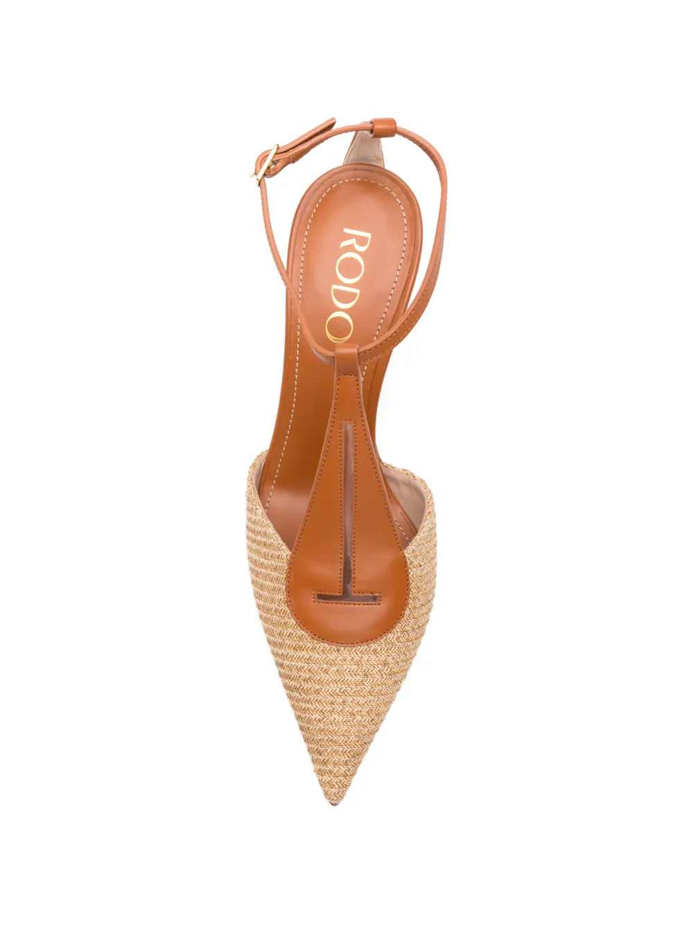 Rodo Pumps met rieten vlakken en T-bar Bruin