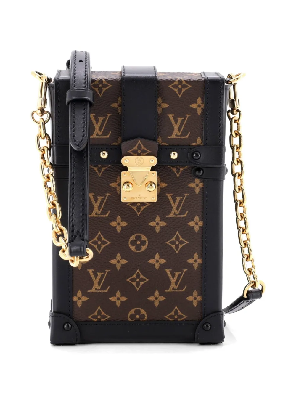 Louis Vuitton Pre-Owned Borsa a tracolla Vertical Trunk Pochette in tela con monogramma - Marrone