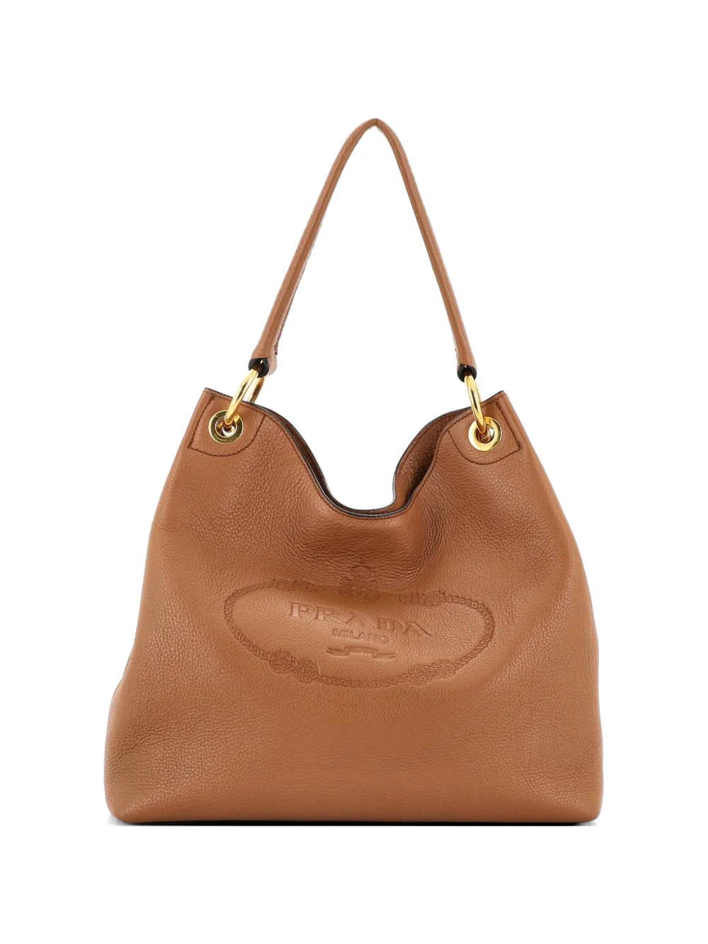 Prada Pre-Owned Mittelgroße Vitello Daino Tasche mit Logo-Prägung - Braun