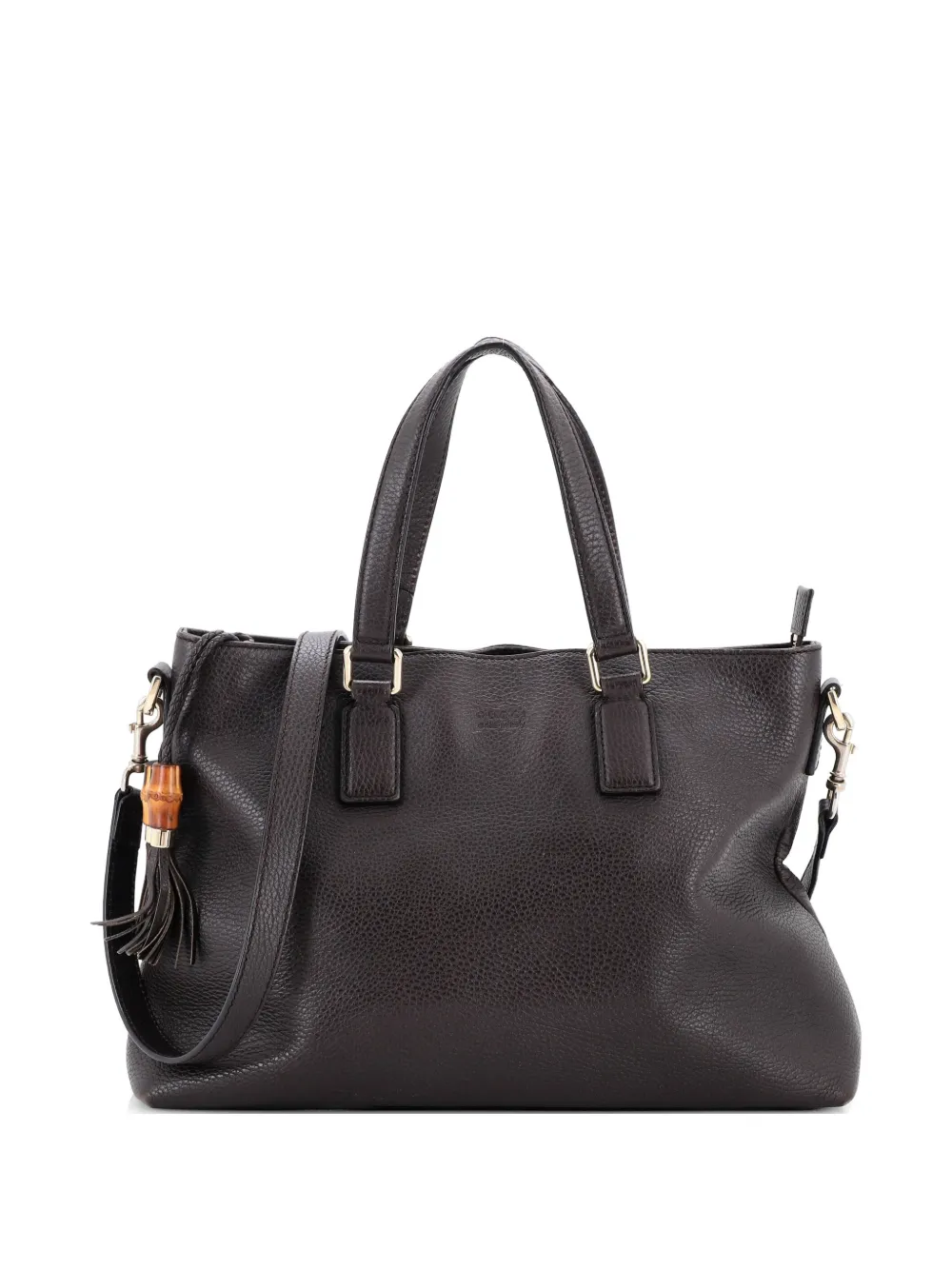 Gucci Pre-Owned Borsa a tracolla Bamboo Tassel Convertible Zip Tote grande - Marrone