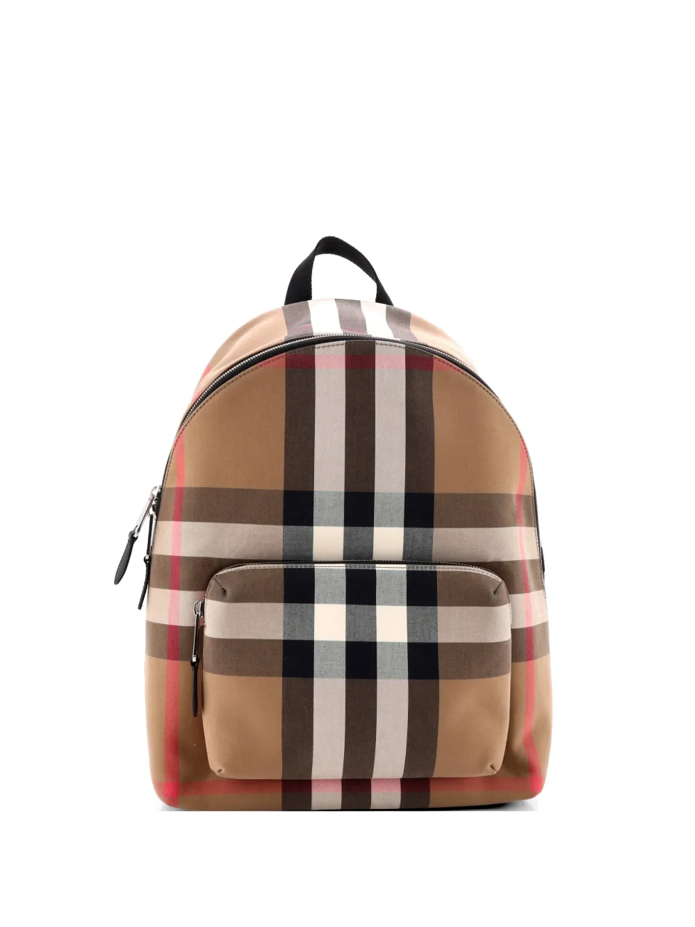 Pre-owned Burberry Jeff House Check Canvas Medium Backpack In Brown