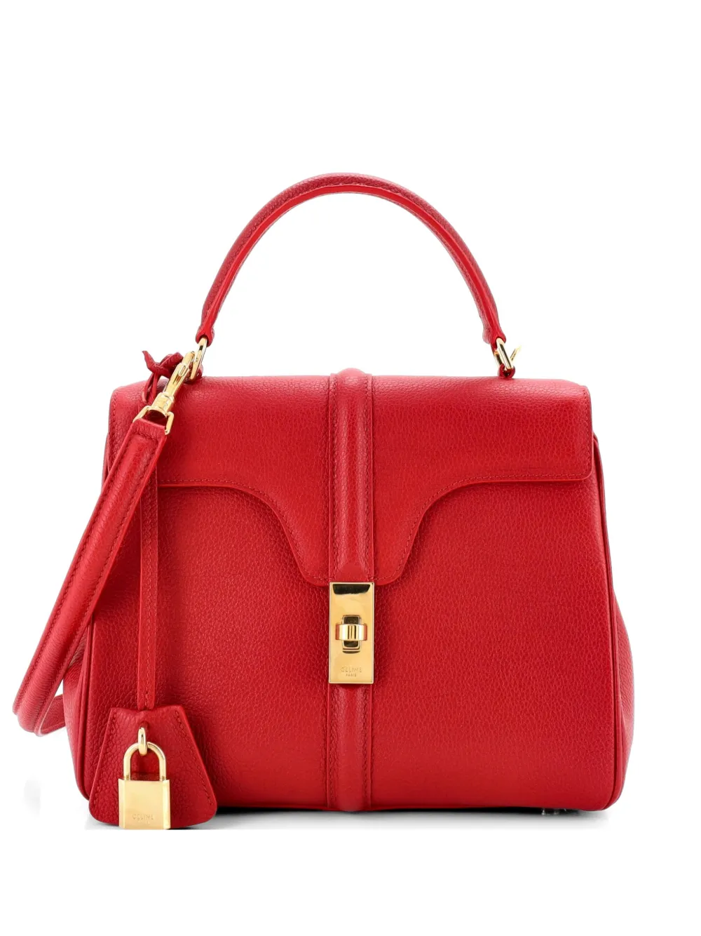 Celine Pre-Owned Borsa a tracolla 16 piccola in pelle di vitello pieno fiore con manico - Rosso