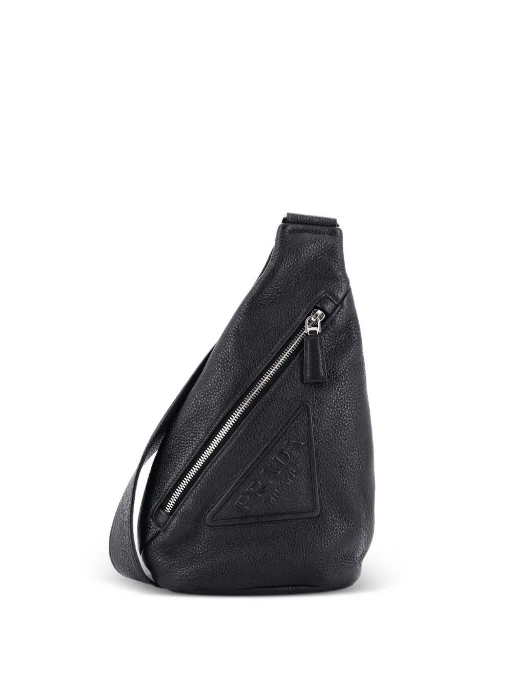 Prada Pre-Owned Triangle Logo Sling Bag Leather backpack - Black