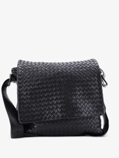 Bottega Veneta Pre-Owned شنطة كروس 'سكوير فلات ماسنجر باغ' جلد لين متوسطة بتصميم إنترشياتو