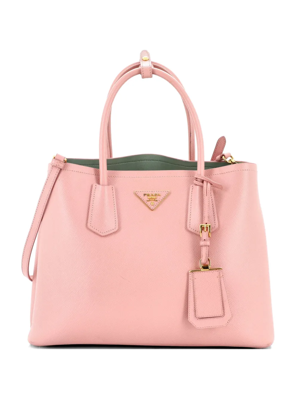 Prada Pre-Owned Mittelgroße Cuir Double Tote Bag aus Saffiano-Leder - Rosa