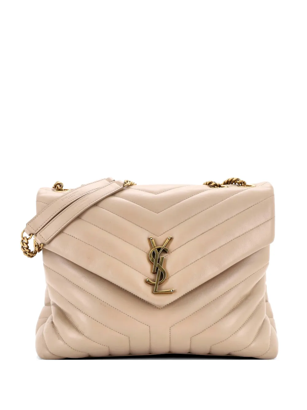 Saint Laurent Pre-Owned Mittelgroße Loulou Matelasse Chevron Schultertasche - Nude