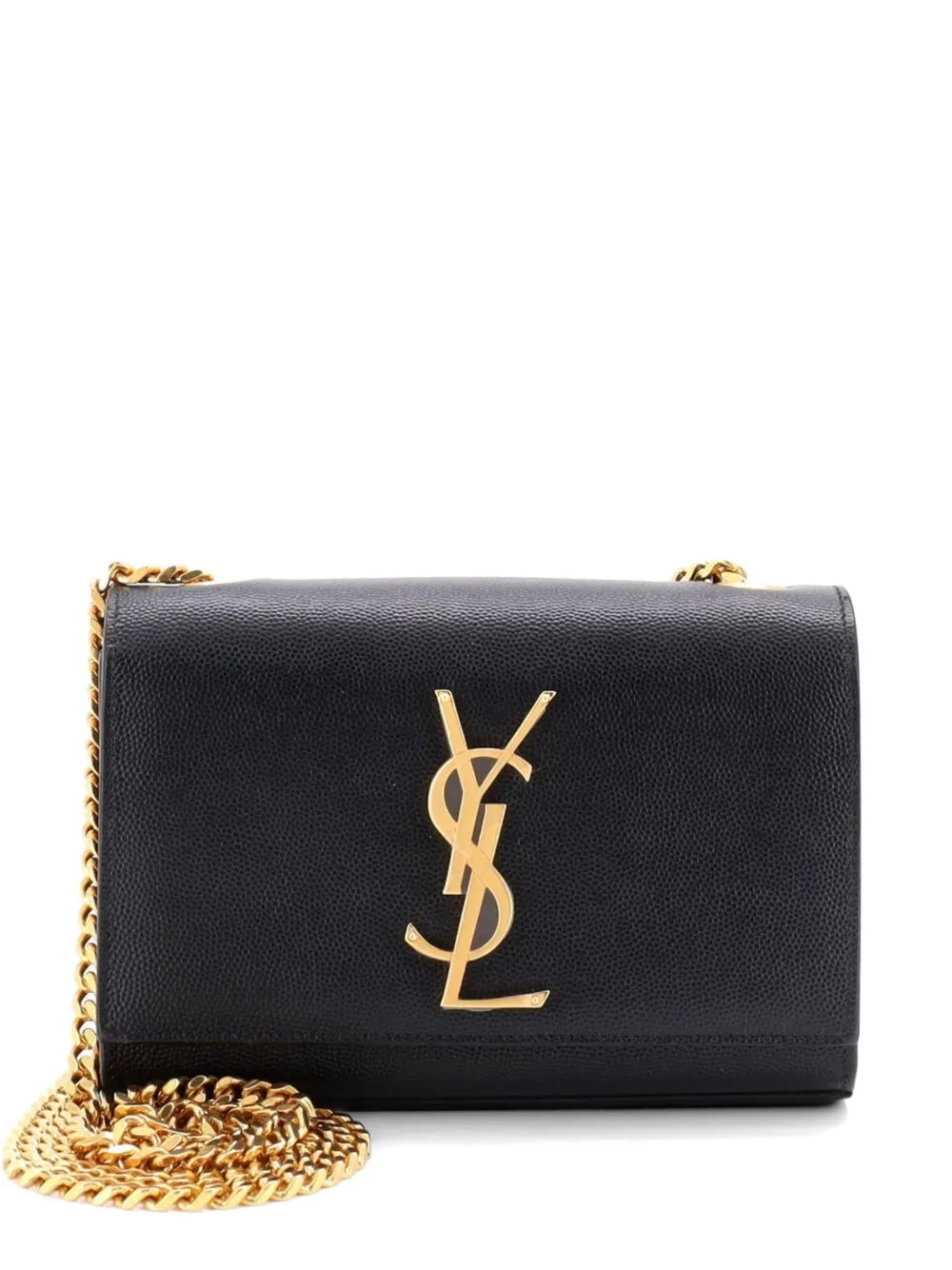 Saint Laurent Pre-Owned Borsa a tracolla Classic piccola in pelle martellata con monogramma - Nero