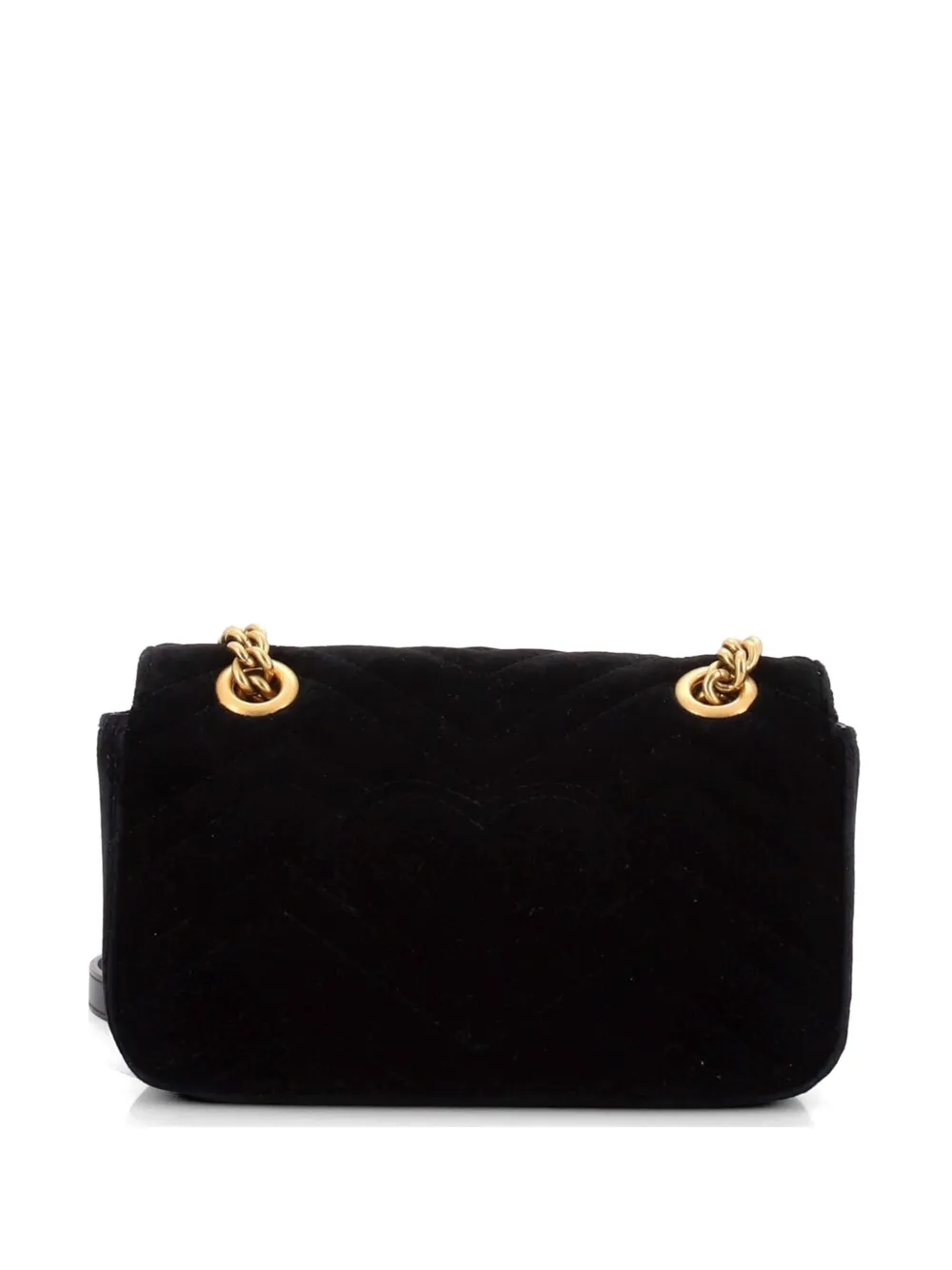 Gucci Pre-owned GG Marmont Flap Bag Matelasse Velvet Mini Shoulder Bag in Black, view 2