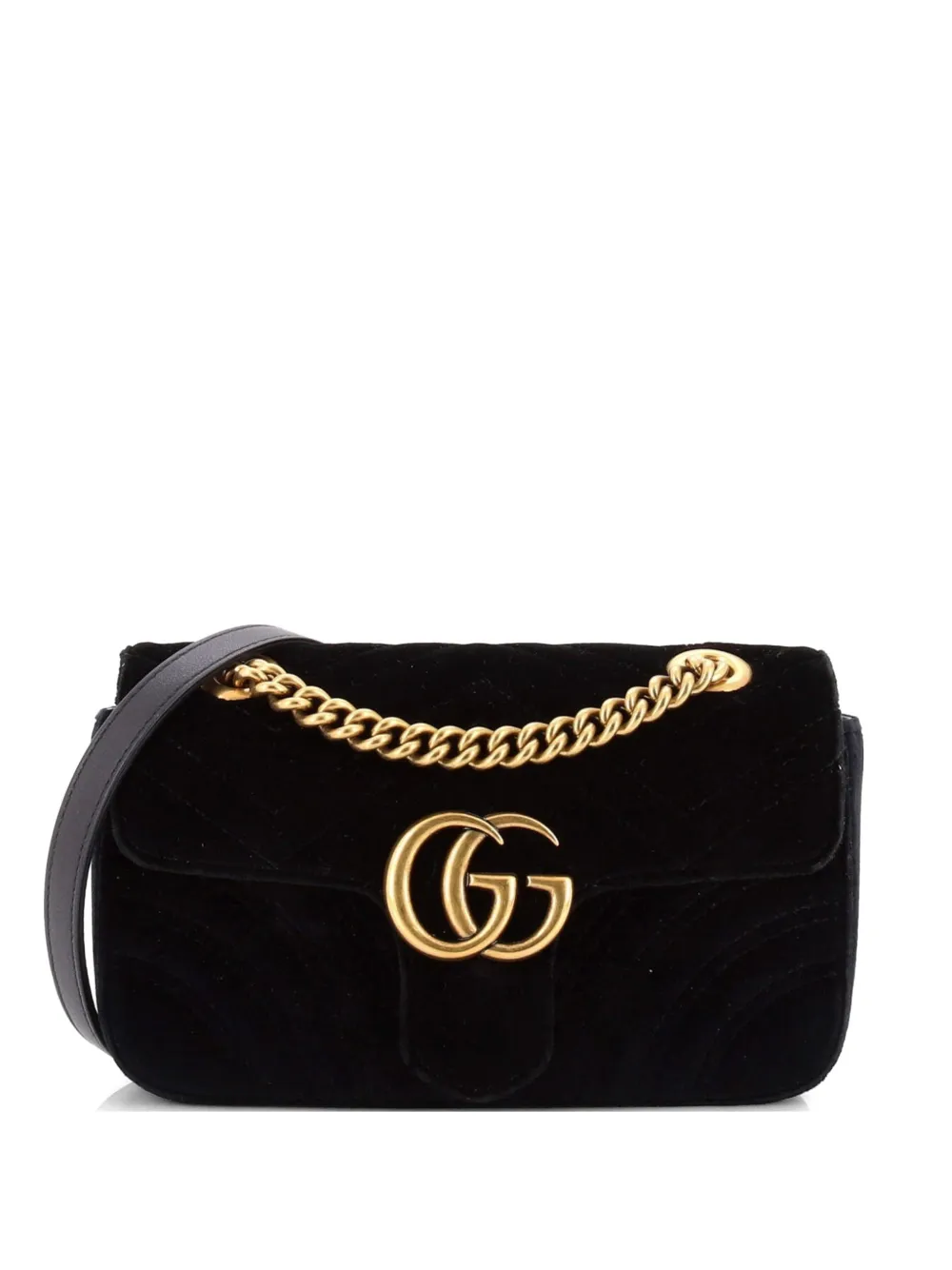 Gucci Pre-Owned Borsa a spalla GG Marmont mini in velluto matelassé - Nero