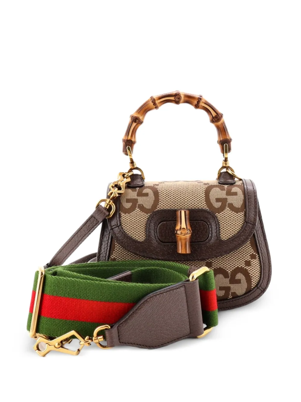 Gucci Pre-Owned Borsa a tracolla Bamboo 1947 mini in tela Jumbo GG - Marrone