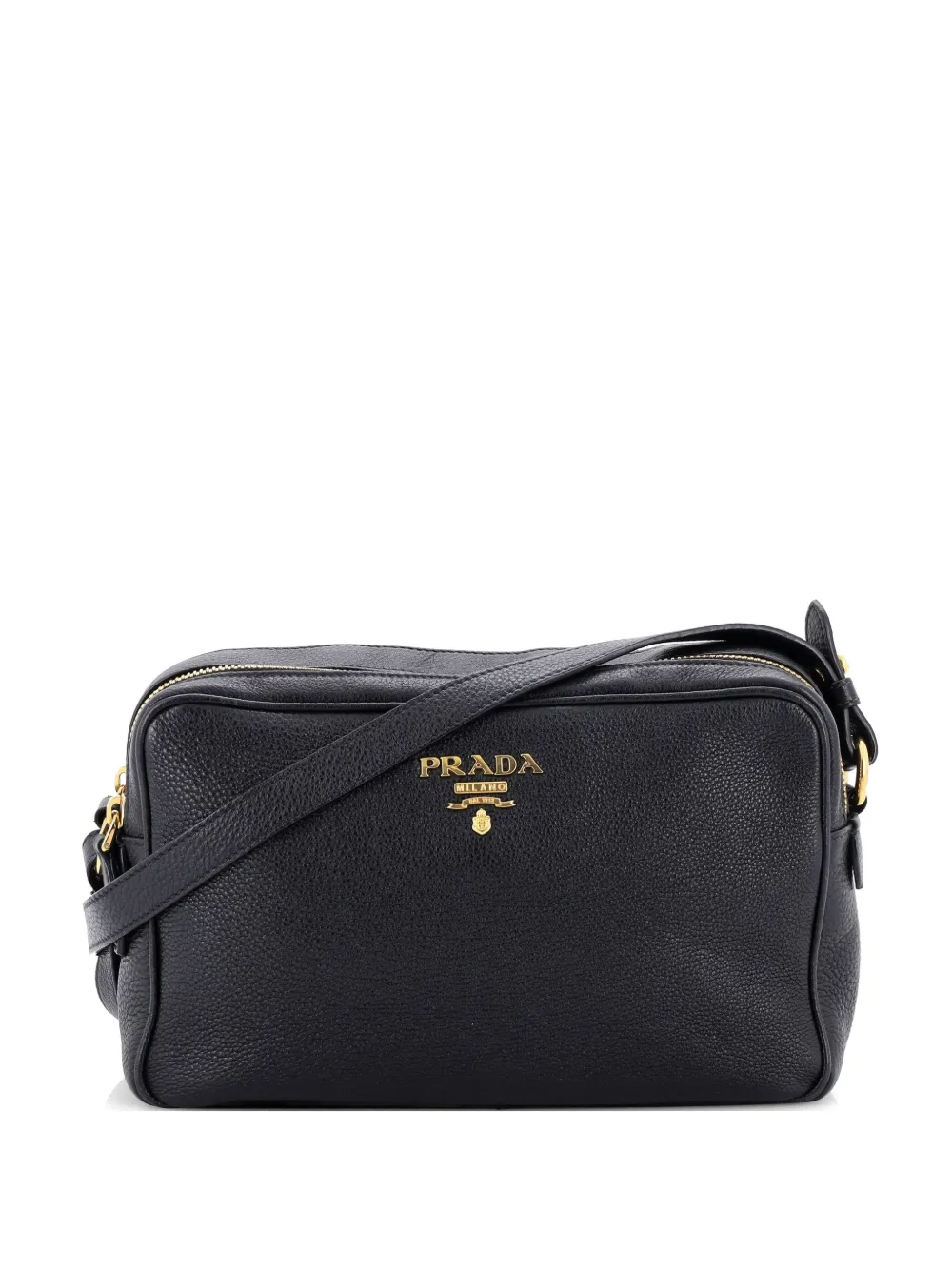 Prada Pre-Owned Borsa a tracolla media in pelle Vitello Phenix con doppia zip - Nero