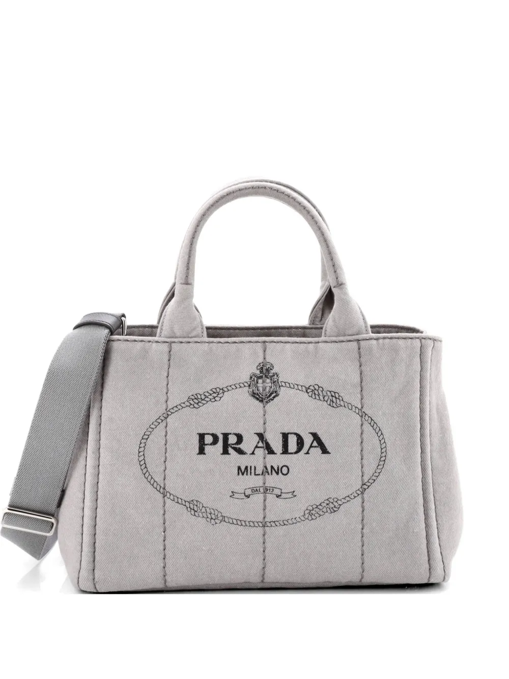 Prada Pre-Owned Mini Canapa Convertible Tote Bag aus Canvas - Grau