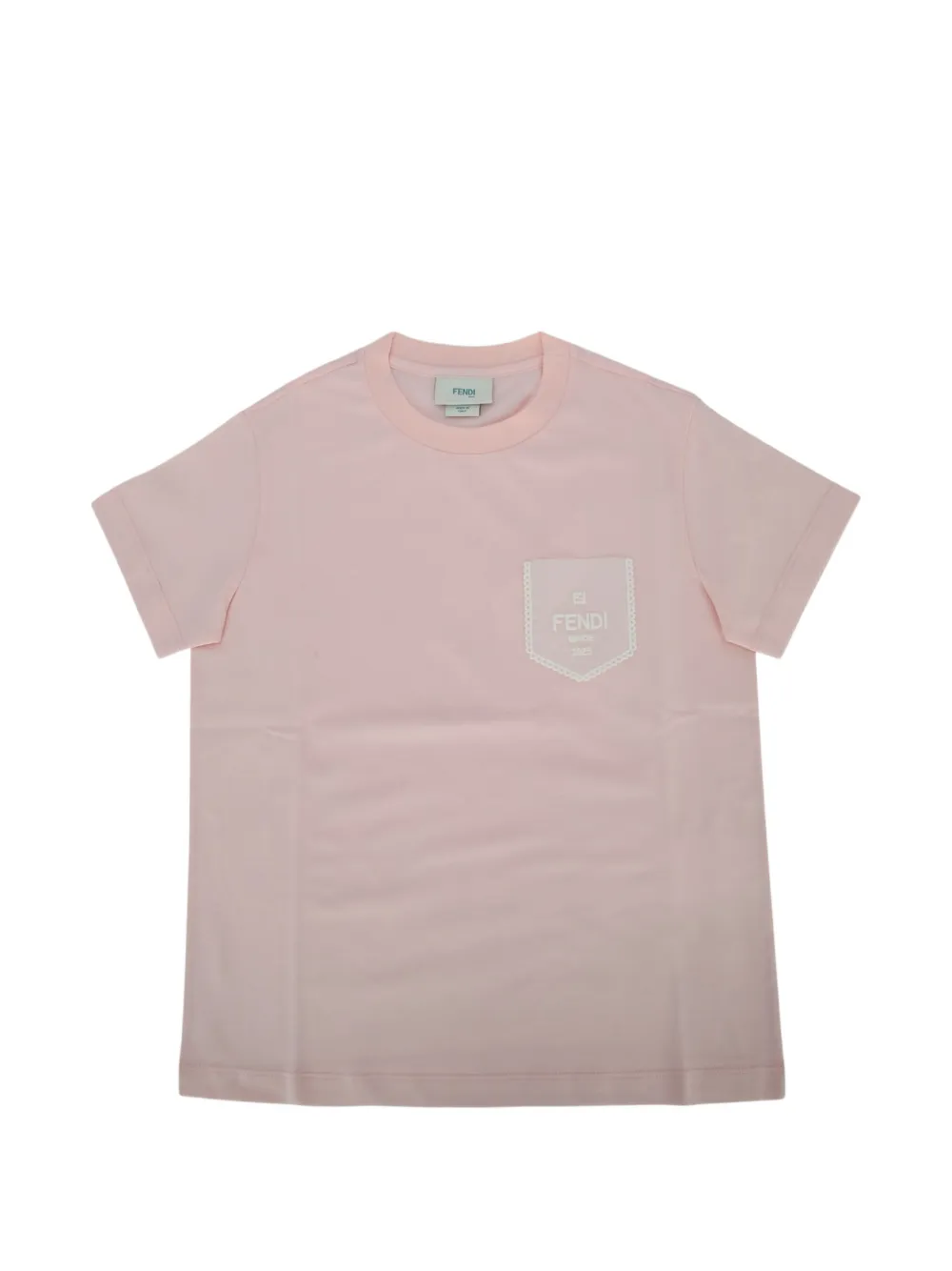 Fendi Kids embroidered chest-pocket T-shirt - Rosa