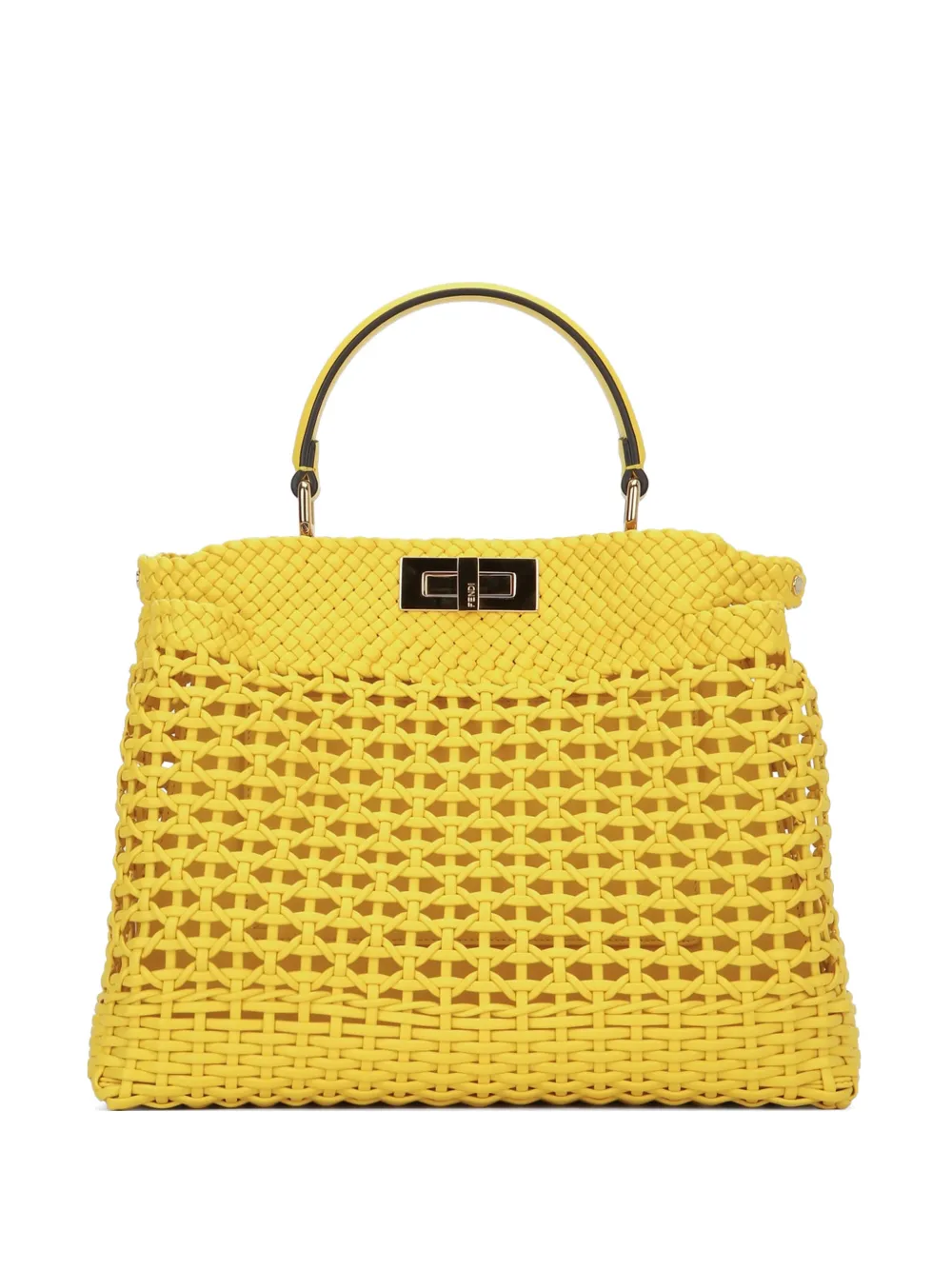 FENDI Peekaboo Medium woven leather shoulder bag - Yellow