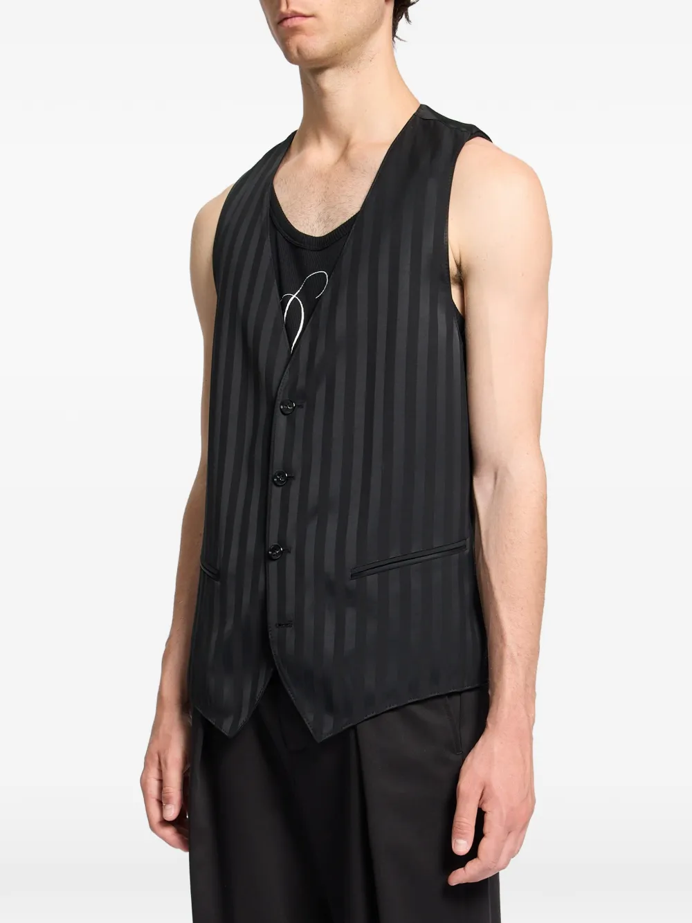 Ann Demeulemeester Juikko gestreept satijnen gilet Zwart