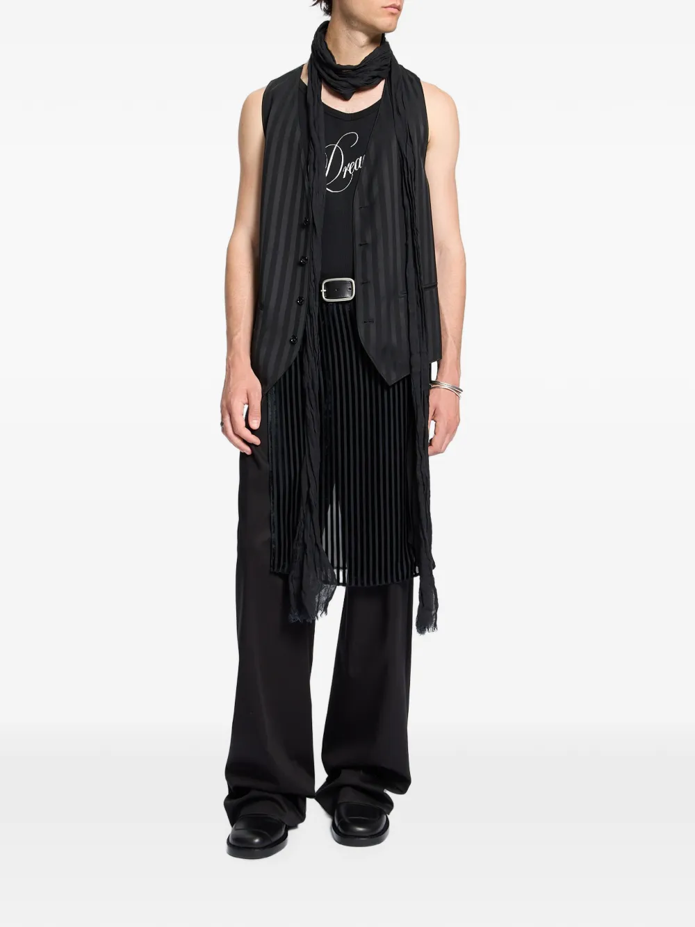 Ann Demeulemeester Juikko gestreept satijnen gilet Zwart