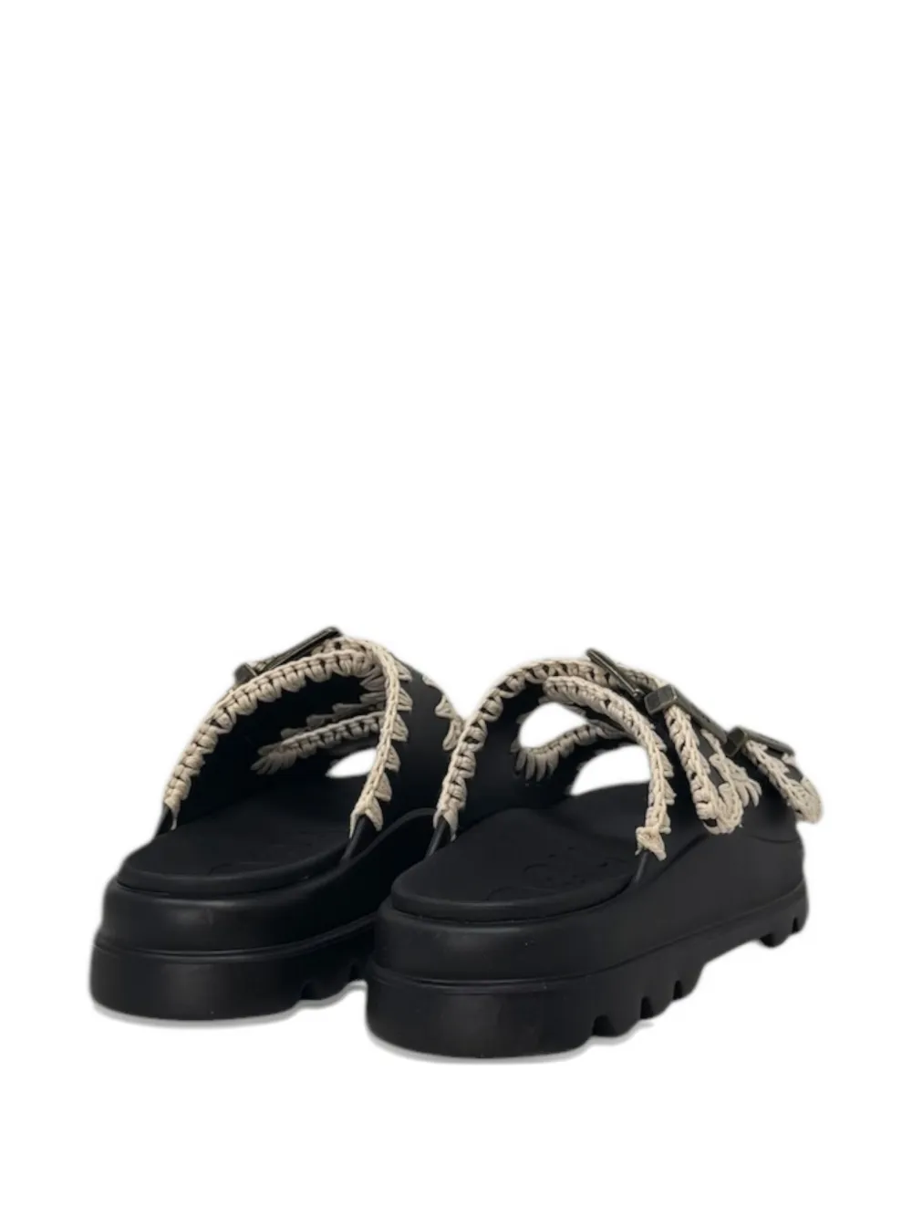 Mou Bounce crochet-trim sandals Zwart