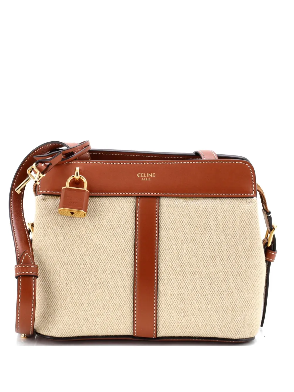 Celine Pre-Owned Borsa a spalla Teen Cabas de France piccola in pelle e tela - Toni neutri