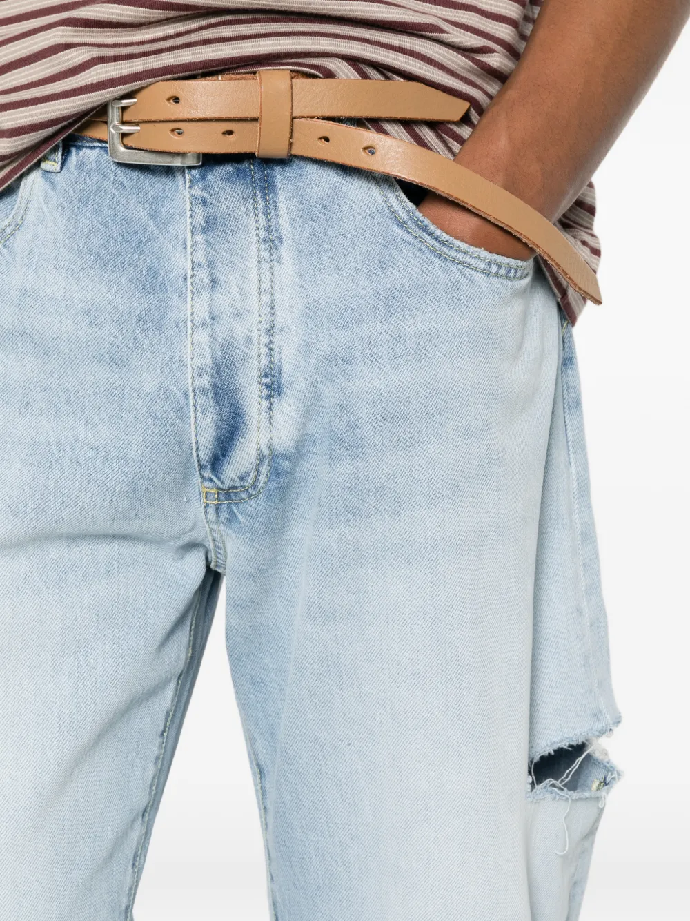 ICON DENIM Scott gerafelde straight jeans Blauw