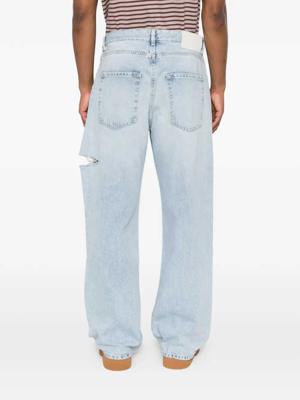 ICON DENIM Scott gerafelde straight jeans Blauw