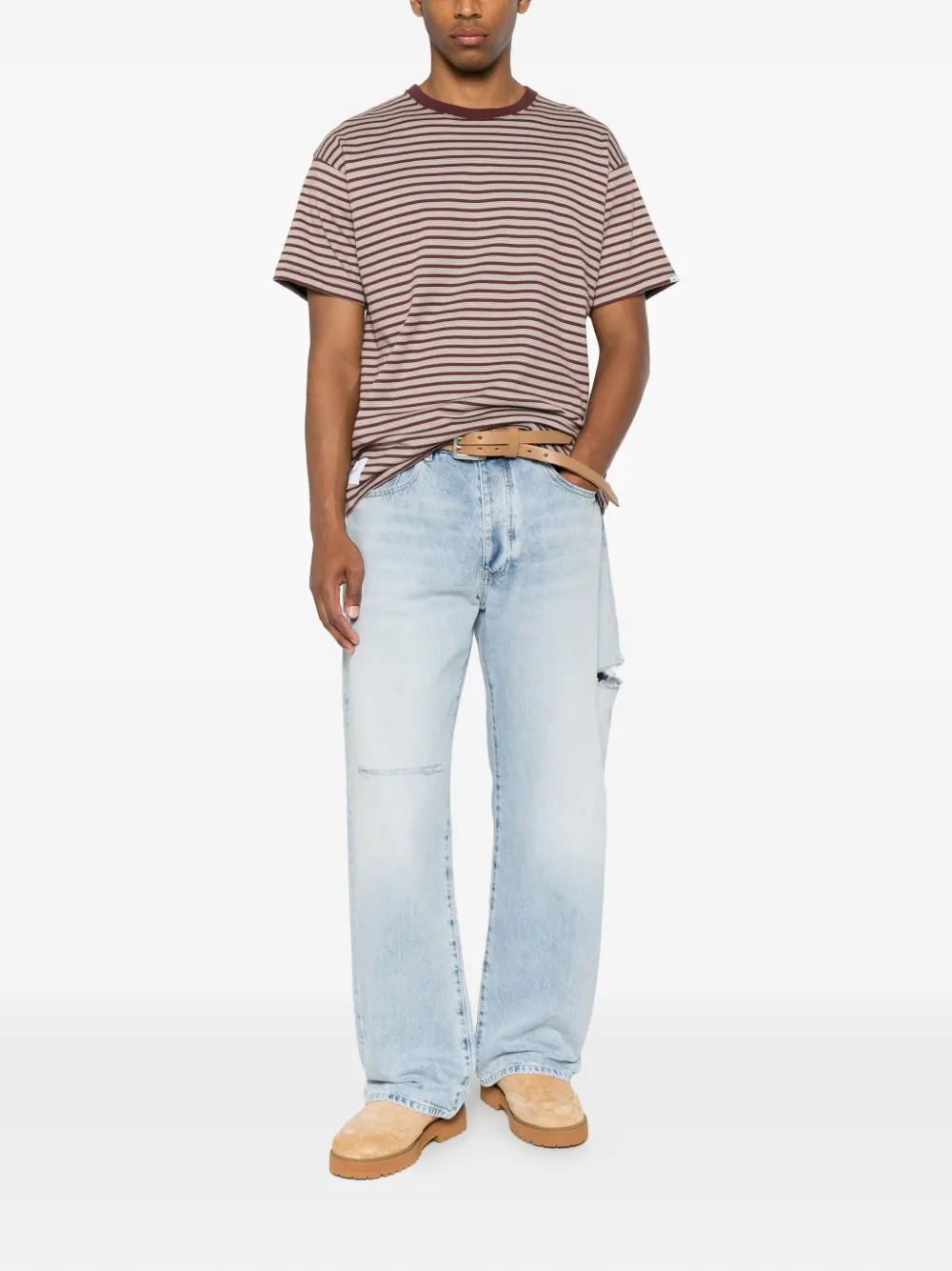 ICON DENIM Scott gerafelde straight jeans Blauw