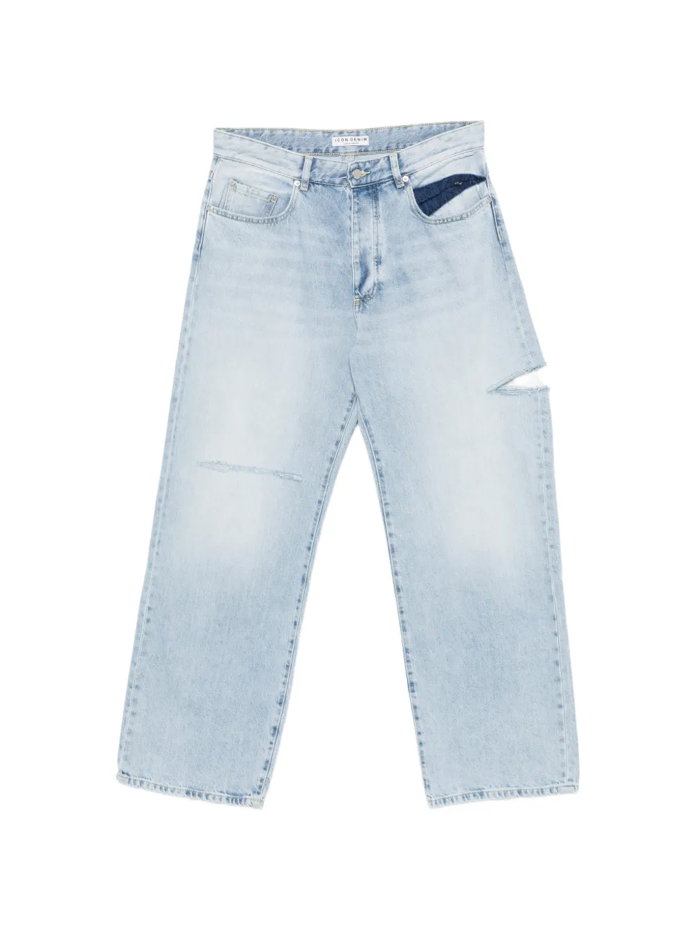 ICON DENIM Scott distressed-effect straight-leg jeans - Blu