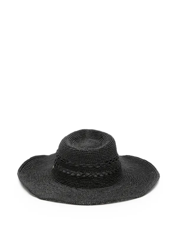 Helen Kaminski ハット L ウール 黒 ブラック レディース Helen Kaminski Woven wide-brim Hat | Black | FARFETCH