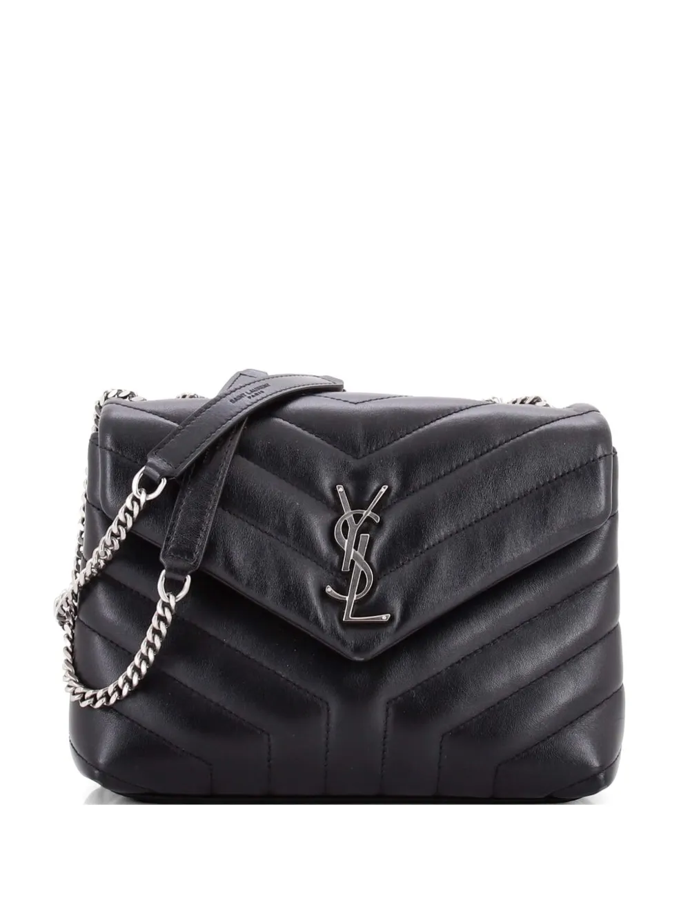 Saint Laurent Pre-Owned Borsa a spalla Loulou piccola in pelle matelassé con motivo chevron - Nero