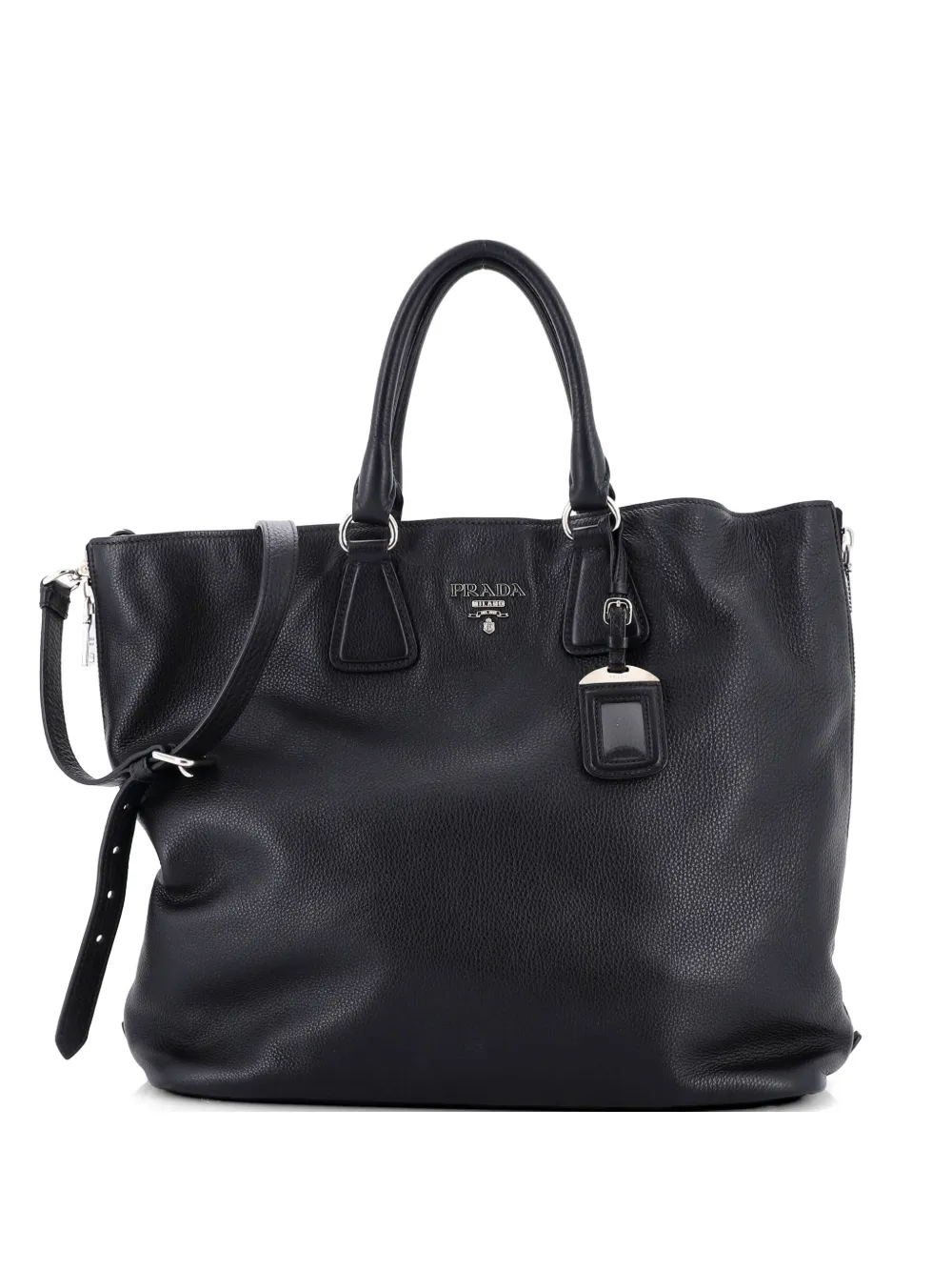 Prada Pre-Owned Side Zip Convertible Vitello Daino Large tote bag - Black