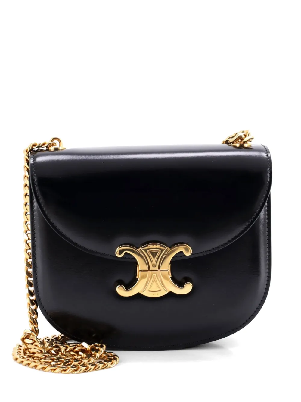 Celine Pre-Owned Borsa a spalla Triomphe Besace Clea in pelle con battente e catena - Nero