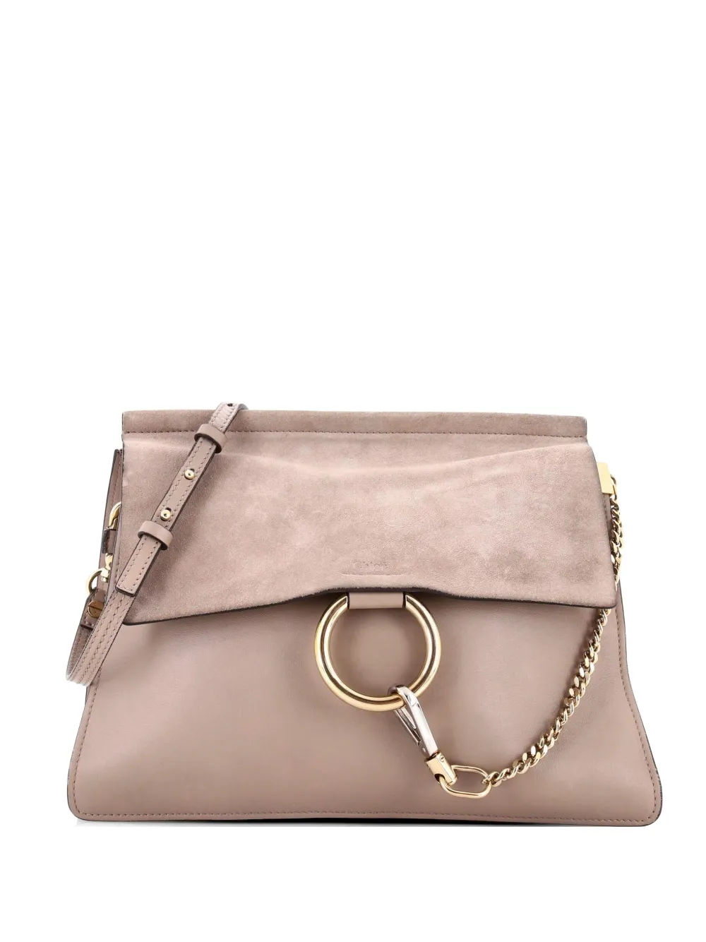 Pre-owned Chloé Faye Leather And Suede Medium Shoulder Bag In Neutral