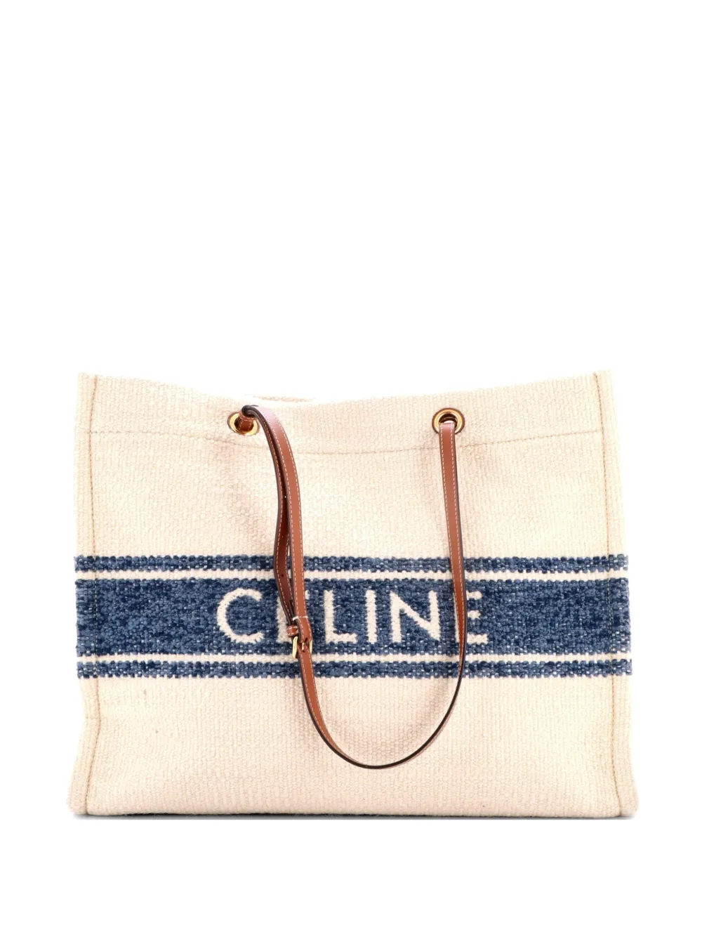 Pre-owned Celine Plein Soleil Squared Cabas Canvas Tote Bag In Neutral