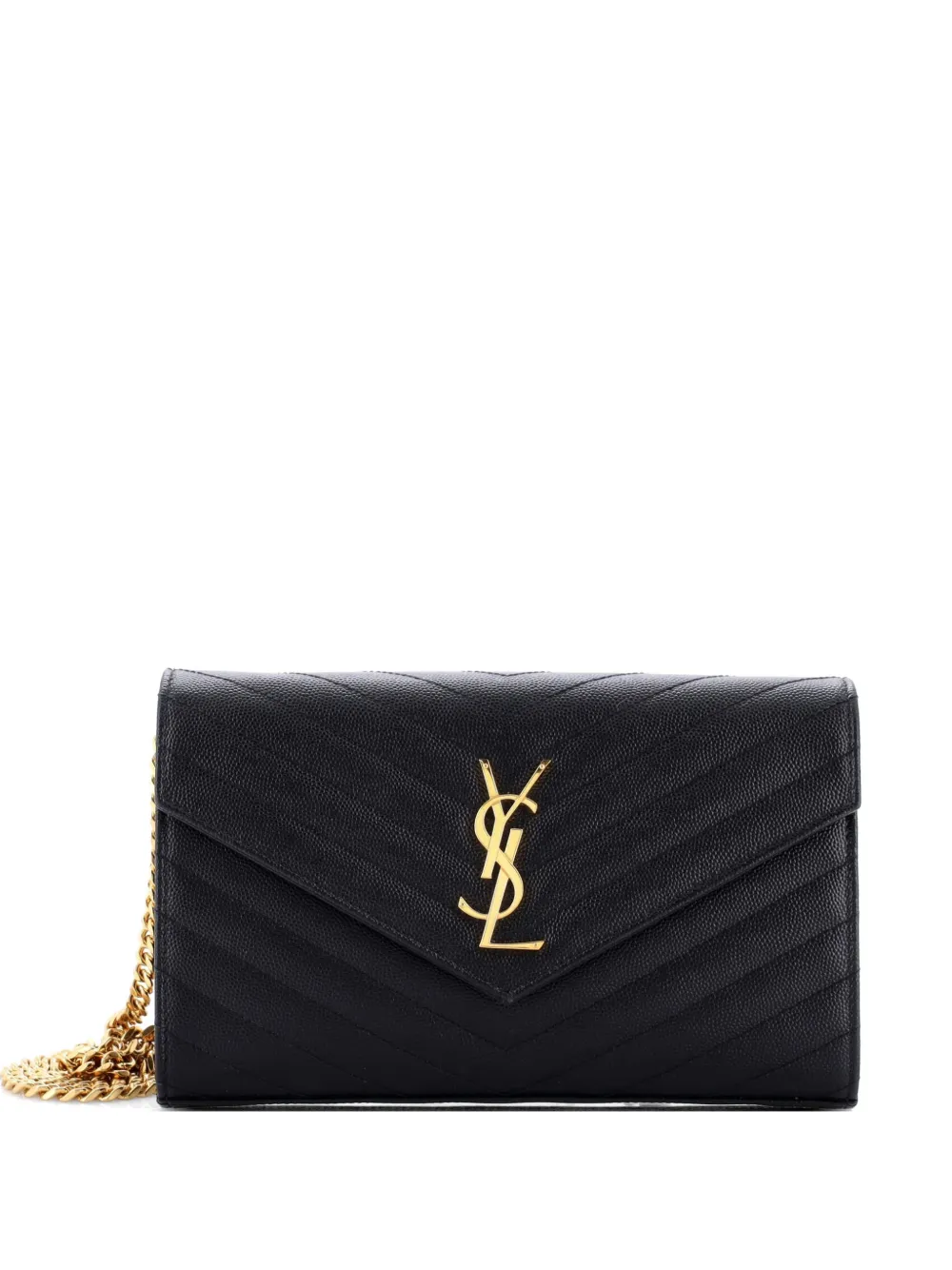 Saint Laurent Pre-Owned Borsa a tracolla Classic Monogram media in pelle matelassé con motivo chevron - Nero