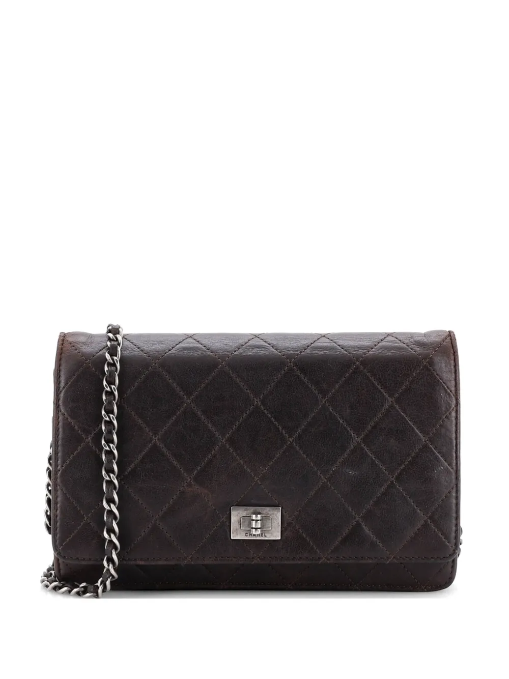 CHANEL Pre-Owned Borsa a tracolla Reissue 2.55 in pelle di agnello trapuntata con catena - Marrone