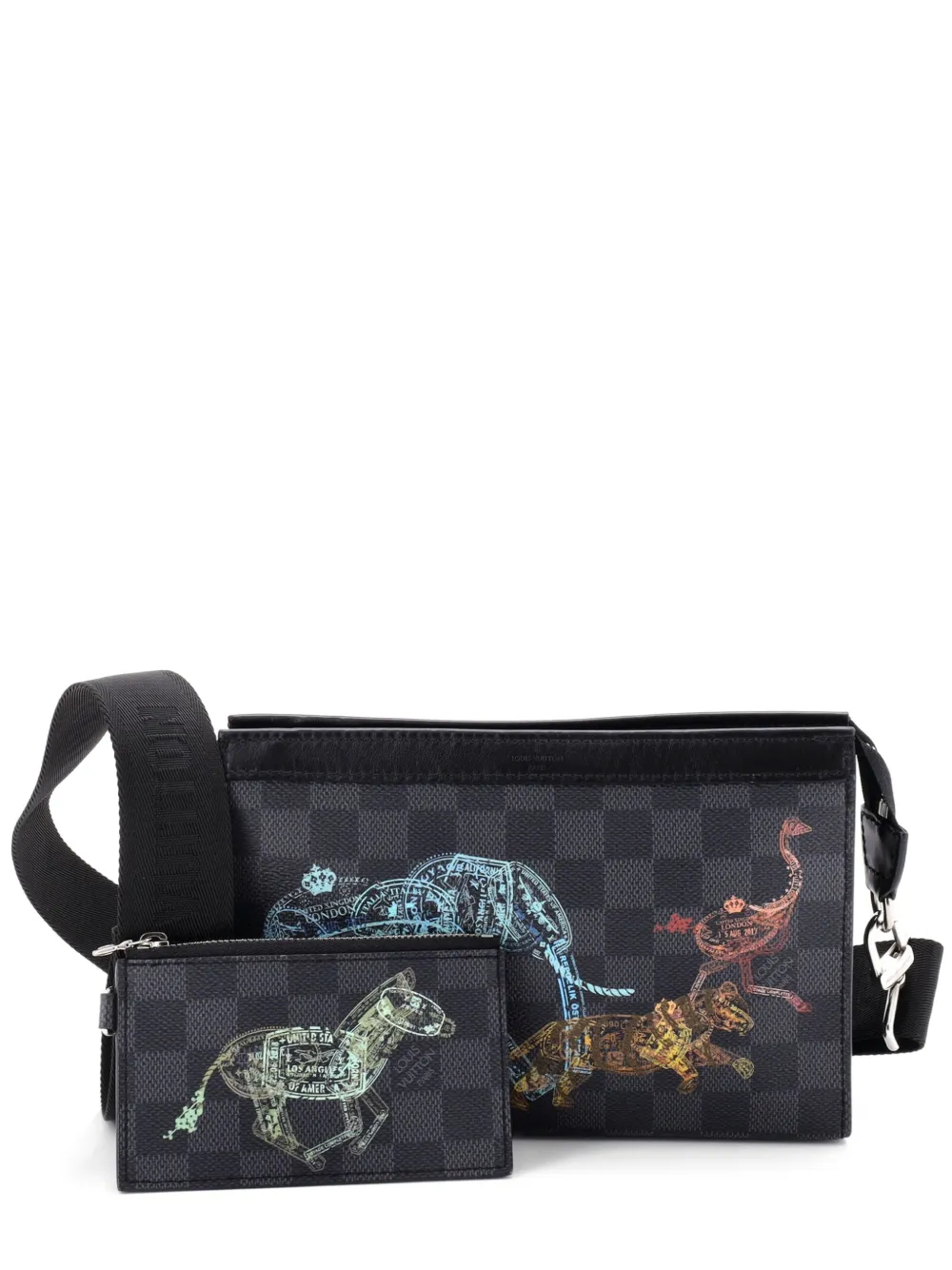 Louis Vuitton Pre-Owned Borsa a tracolla Gaston Wearable Wallet Limited Edition Wild Animals Damier Graphite - Nero