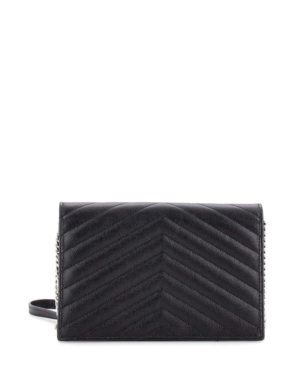  Saint Laurent Pre-owned Petit Sac à Bandoulière Classic Monogram Wallet On Chain Matelasse Chevron En Cuir - Noir 