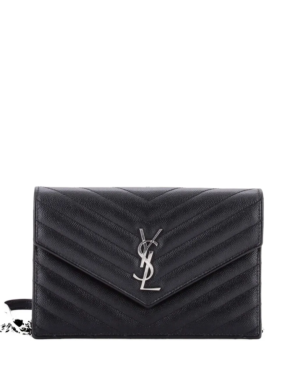 Saint Laurent Pre-Owned Borsa a tracolla Classic Monogram piccola in pelle matelassé con motivo chevron - Nero