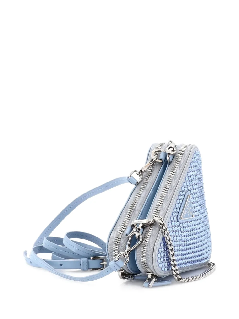 Prada Pre-Owned Borsa a tracolla mini triangolare con cristalli - Blu