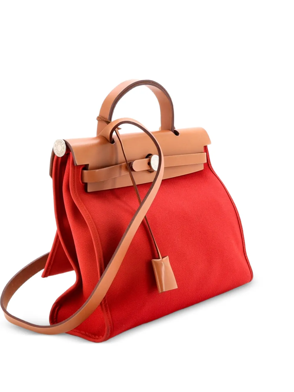 Hermès Pre-Owned Borsa a spalla Herbag 31 in pelle e tela con zip - Rosso
