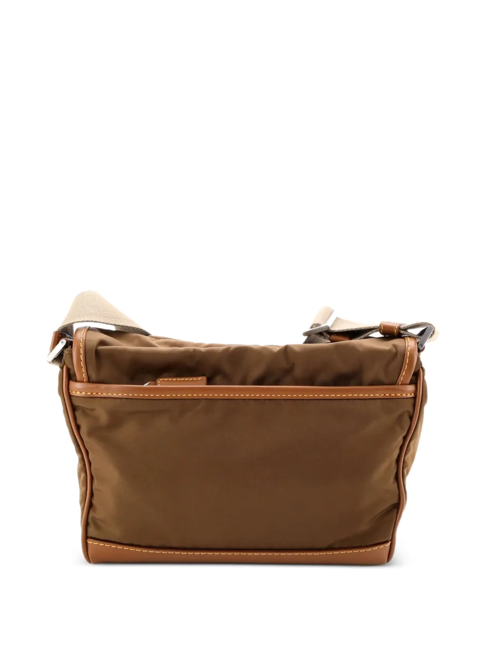  Prada Pre-owned Petite Sacoche à Bandoulière à Rabat En Re-nylon Et Cuir Nappa Avec Deux Boucles - Marron 
