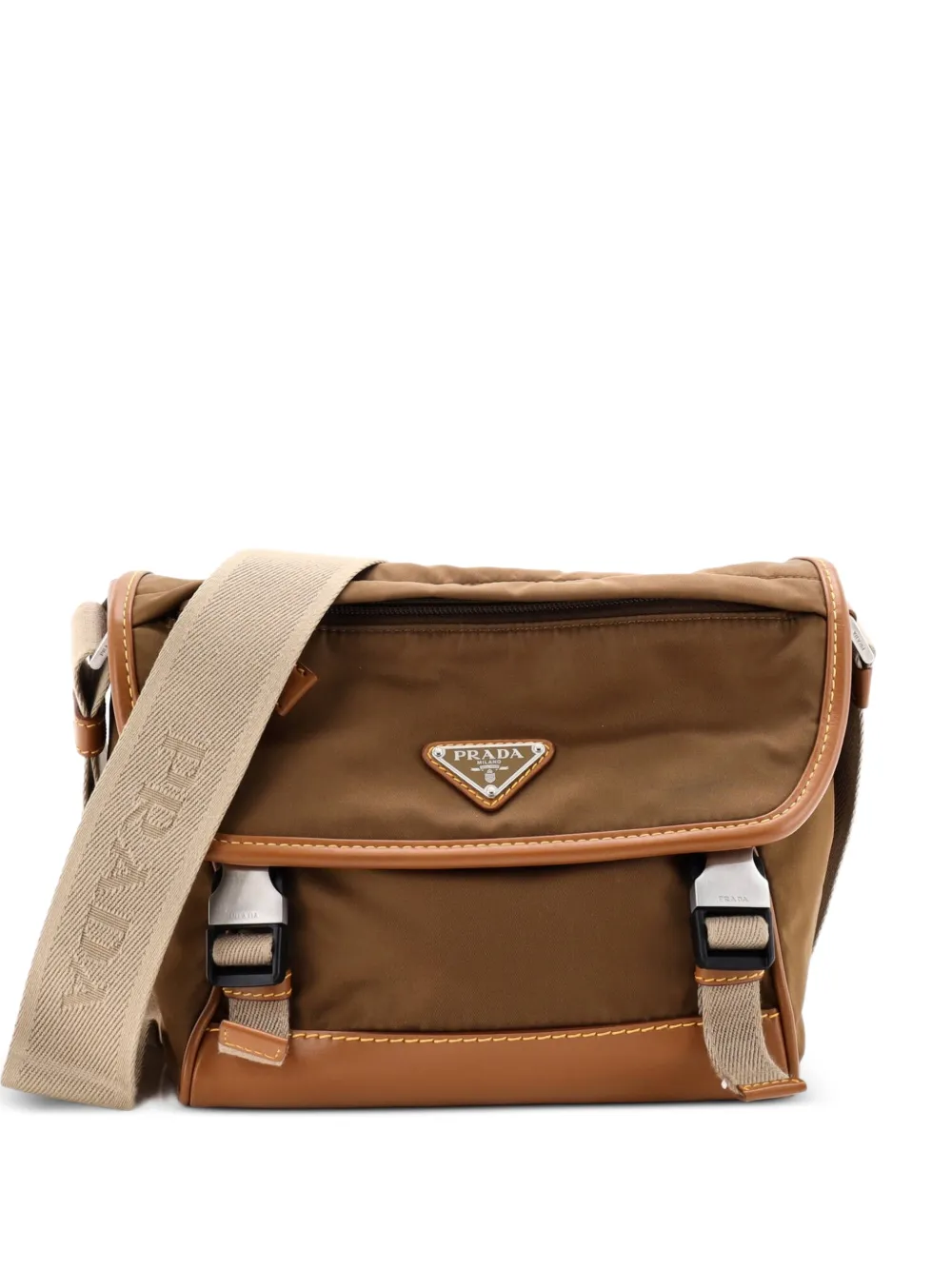 Prada Pre-Owned Borsa a tracolla Re-Nylon con nappa piccola con fibbia - Marrone