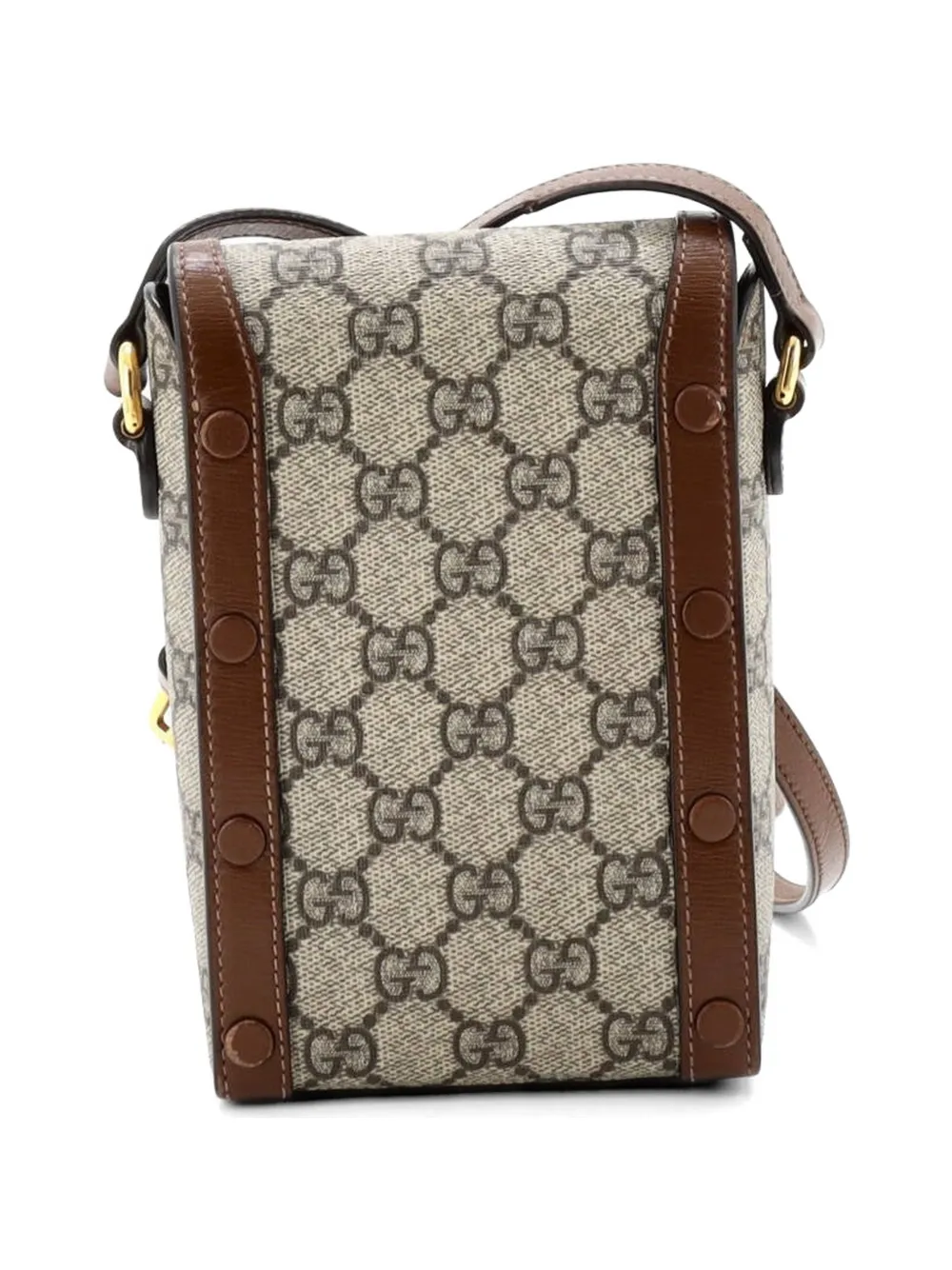 Gucci Pre-Owned Borsa a tracolla Horsebit 1955 mini in tela cerata GG e pelle - Marrone