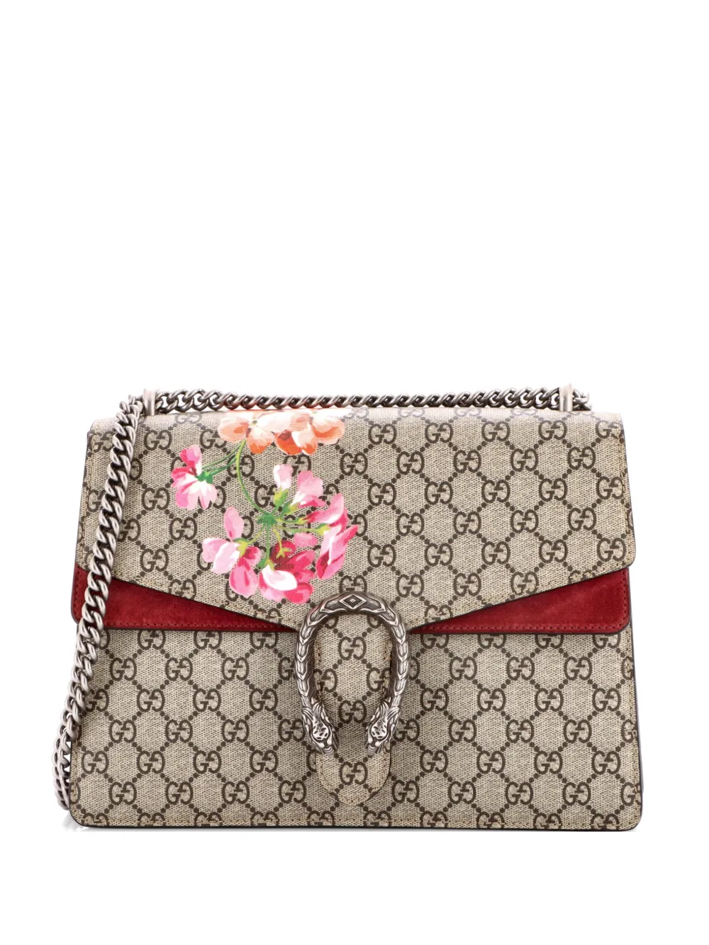 Gucci Pre-Owned Borsa a spalla Dionysus media in tela cerata GG con stampa a fiori - Marrone