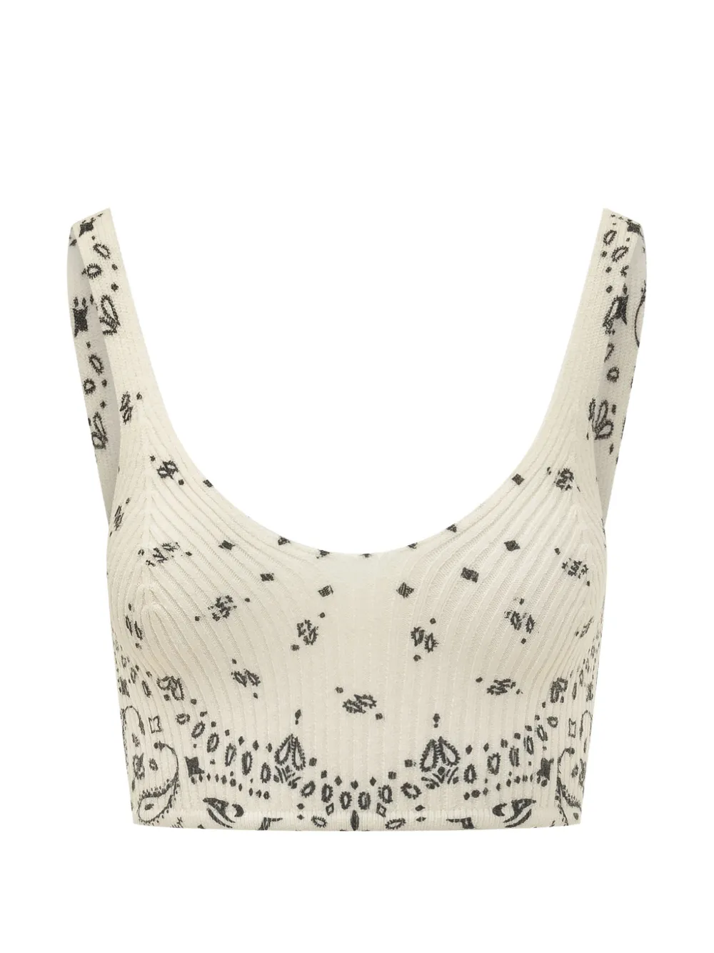 kujten paisley-print ribbed-knit top - Nude