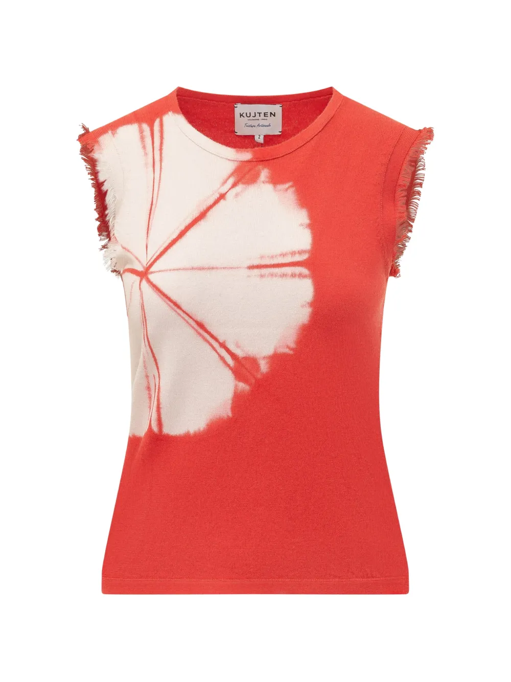 kujten Lallu Circle tie-dye frayed tank top - Rosso