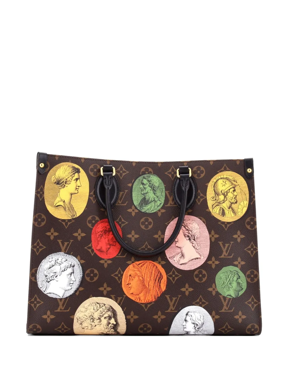 Louis Vuitton Pre-Owned Borsa tote OnTheGo Limited Edition Fornasetti Cameo Monogram Canvas MM con monogramma - Marrone